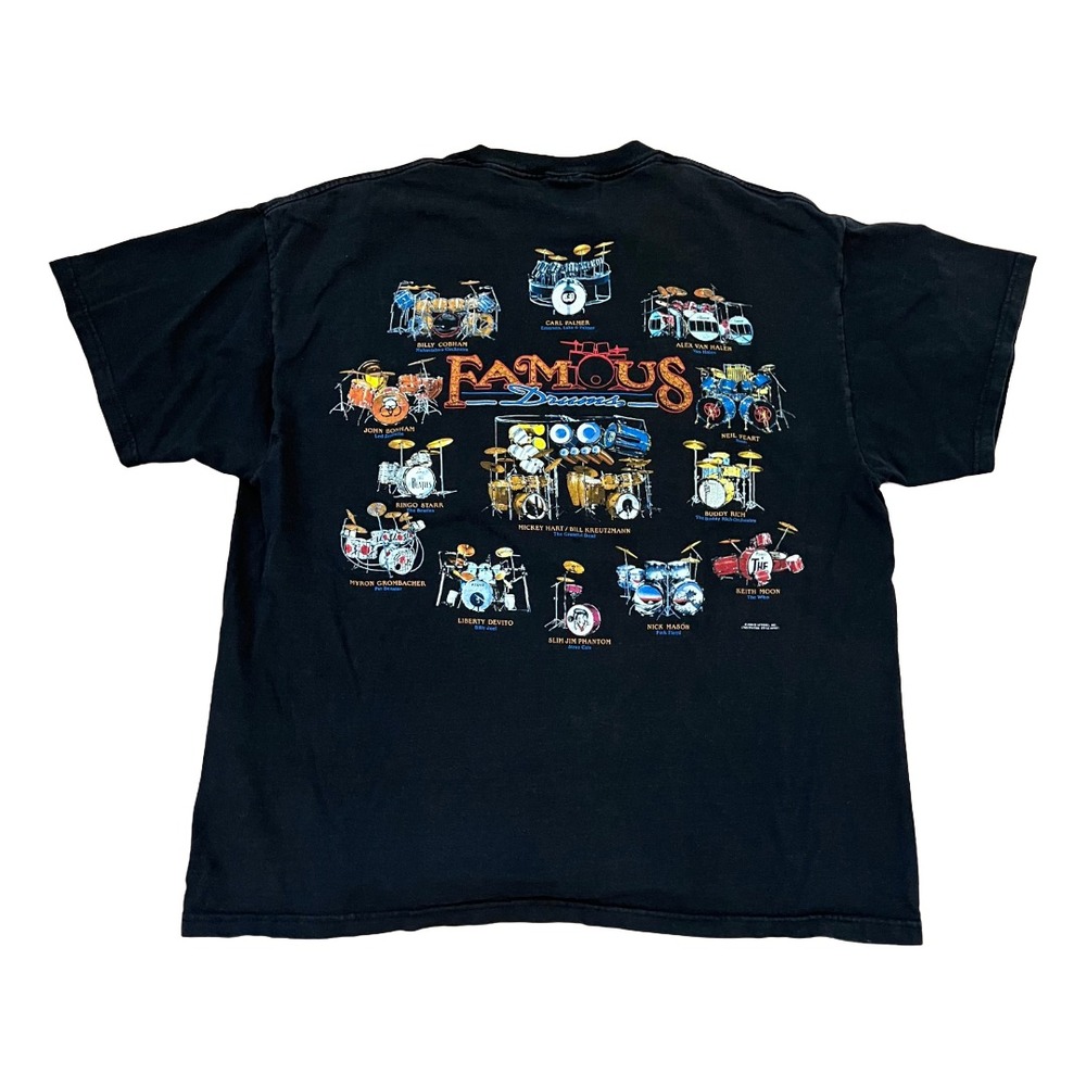 Famous Drums Vintage Y2K Iconic Drum Set Black Shirt Mens XL Delta Pro Weight